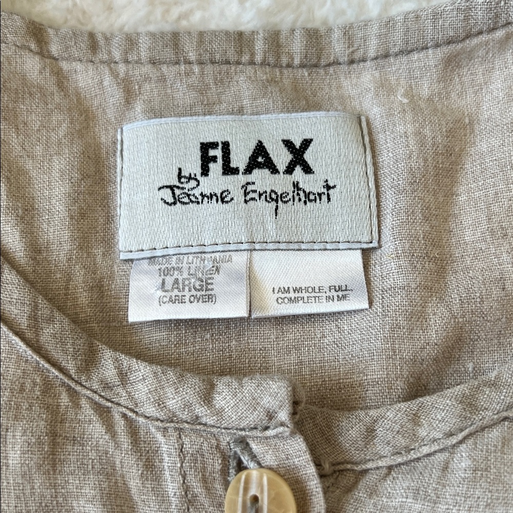 FLAX Linen Oatmeal Shirt Jacket Large - Picture 4 of 7